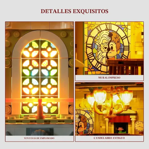 Vista 3 de FUNWHOLE Antique-Store - Juego de ladrillos de construcción de iluminación - City Town Corner Collectibles Shop LED Light Modular Building Model Set