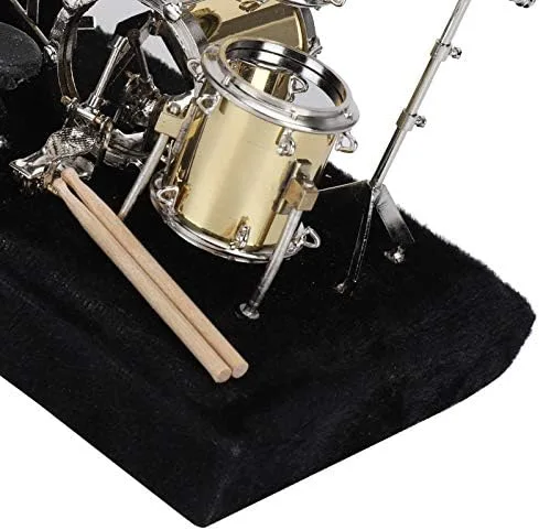 Vista 7 de Pssopp Mini modelo de batería de regalo, juego de batería de instrumentos musicales en miniatura, kit de batería de exhibición, modelo, mini adornos