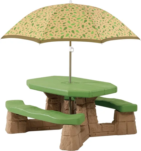 Vista 6 de Mesa para picnic con bancos y sombrilla Step2, para niños