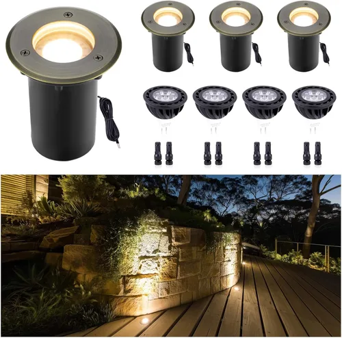 Vista 18 de Gardenreet Lámpara de pozo de latón - Iluminación LED de 12V Ip65 para paisajes al aire libre, lámpara de repuesto impermeable de bajo voltaje