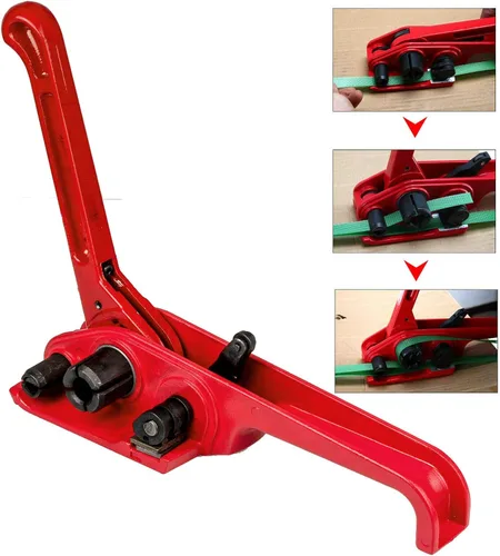Vista 5 de Manual de servicio pesado 4 en 1 PET/PP Herramientas de flejado manual Máquina de embalaje Tensor y sellador 328.1 ft Cinturón de embalaje