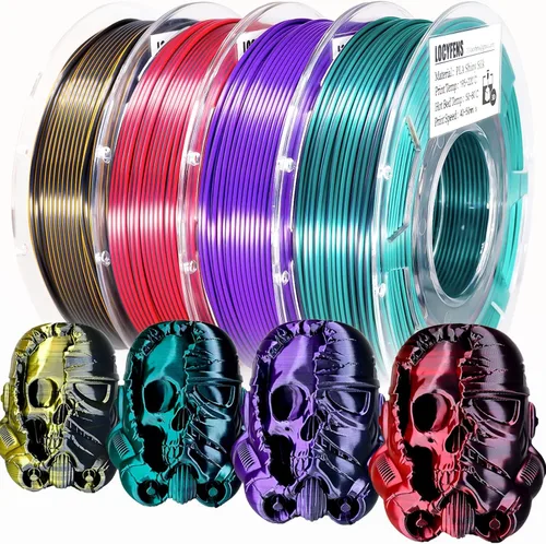 Vista 21 de Filamento para Impresora 3D PLA, Filamento PLA Arcoíris 1.75mm +/-0.02mm, Filamento PLA de Seda de Doble Color, Paquete de Filamento 3D Coextruido 2