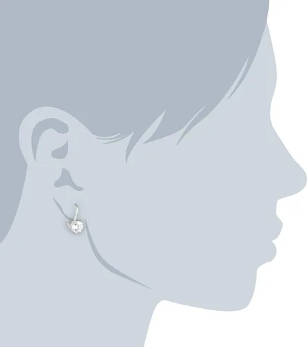 Vista 2 de Tienda Essentials Pendientes de plata de ley chapados en platino con circonita cúbica de corte redondo (0.256 in)