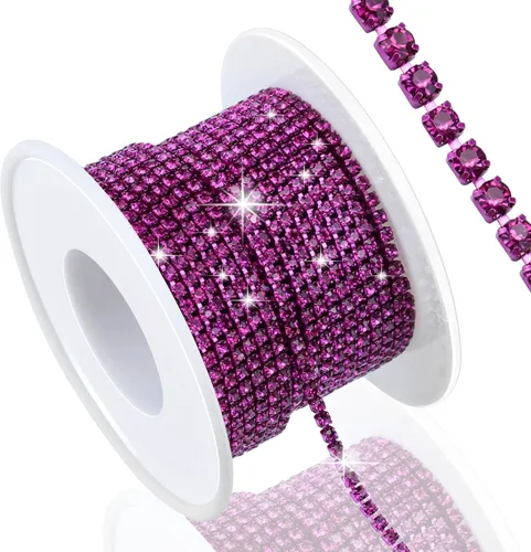 Vista 13 de Dowarm Cadena de cierre de diamantes de imitación de cristal de 10 yardas de 0.079 pulgadas para coser Crocs zapatos, ropa, vasos, cadena de Azul