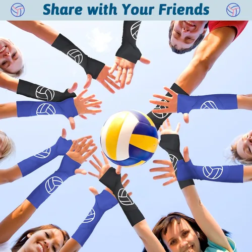 Vista 5 de Newcotte 2 pares de mangas de brazo de voleibol, mangas de antebrazo con almohadillas de protección y orificio para el pulgar acolchado, 12 pulgadas