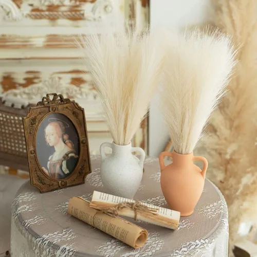 Vista 4 de 10 piezas de hierba sintética de las pampas, relleno de hierba artificial de las pampas, tallos esponjosos para decoración bohemia del hogar, sala