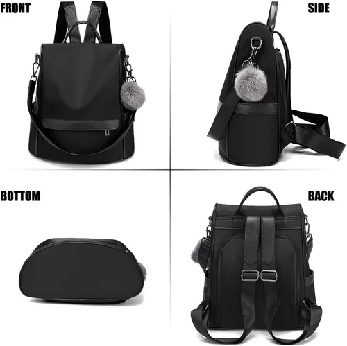 Vista 8 de CHERUTY - Mochila para mujer, de nailon, antirrobo, a la moda, casual, ligera, para viajes, bolso de hombro