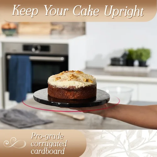 Vista 7 de Cakebon Tablas redondas para tartas – Tambores resistentes de 1/2 pulgada de grosor – Base profesional de 8 pulgadas para bordes completamente