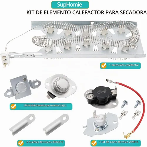 Vista 2 de WED5605MW0 WED5600XW1 WED5600XW0 Kit de elemento calefactor para secadora para hidromasaje