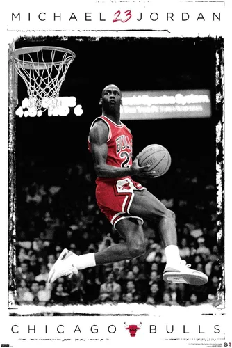 Trends International Michael Jordan - Póster de pared Dunk, 22.375 x 34 pulgadas, versión premium sin marco