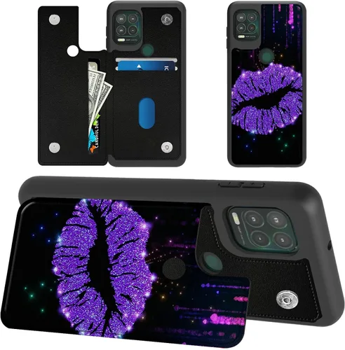 Vista 22 de Funda tipo cartera de mármol abstracto para Moto G Stylus 5G 2021 con tarjetero y bloqueo RFID, piel sintética suave, función atril, cierre