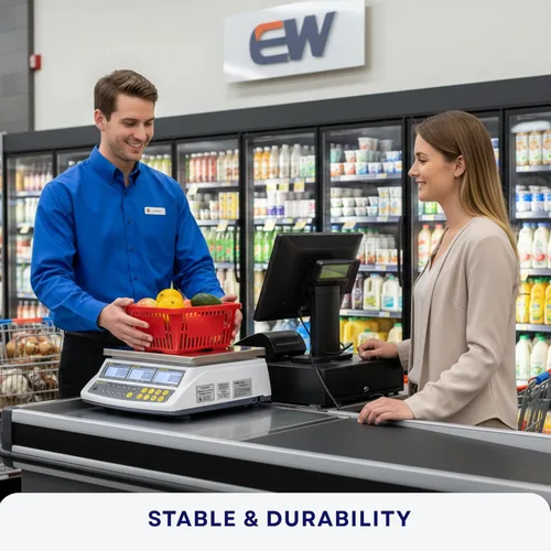 Vista 4 de Easy Weigh CK Series - Báscula digital para computación de precios recargable, funciona con pilas, aprobación NTEP clase III, pantalla LCD, portátil