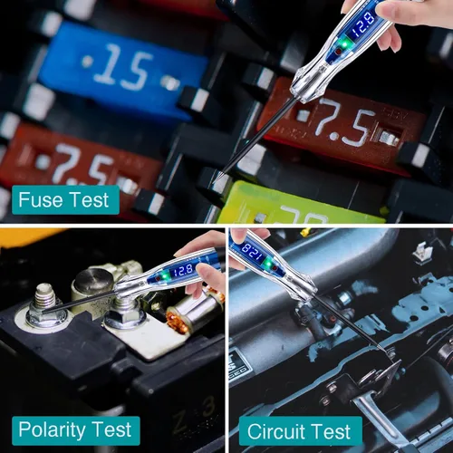 Vista 6 de Luz de Prueba Automotriz 3-60V DC Probador de Circuito LED Digital, Probador de Luz de Servicio Pesado con Voltímetro, Probador de Voltaje