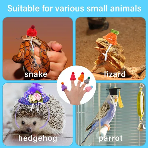 Vista 6 de Juego de 44 sombreros de hámster con bufanda, sombreros de animales pequeños a granel, accesorios de disfraz de conejillo de indias, lindo regalo