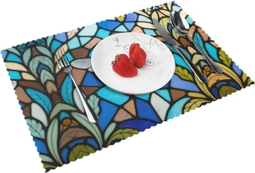 Rectangular Placemats Set of 4, Heat Resistant Bee Printed Kitchen Dining Table Mats