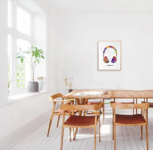 Vista 3 de Dignovel Studios 13X19 Unframed Headset with Sound Wave Headphone Game Room Watercolor Art Print Poster Archival Fine Nursery Home Decor Wall