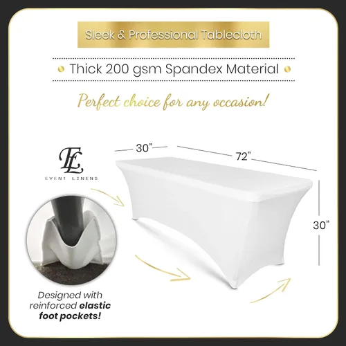 Vista 3 de Luxury Collection - Mantel rectangular de lino de elastano de 6 pies, funda ajustable para mesa plegable de 6 pies, ropa de cama de boda, paños