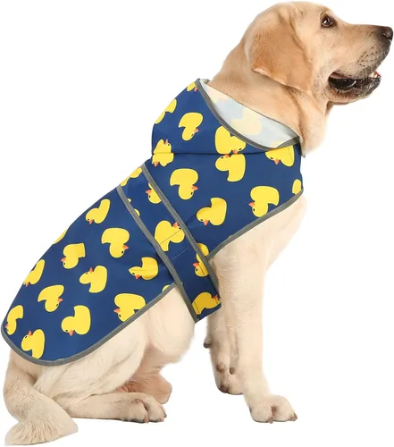 Vista 49 de Chubasqueros para perros pequeños, cachorros, chaqueta impermeable con capucha con tiras reflectantes, agujero para correa y poncho de ajuste