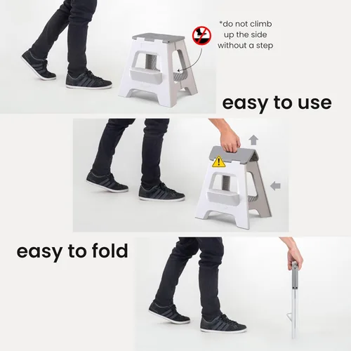 Vista 246 de Vigar Taburete compacto plegable, taburetes de 10-1/2 pulgadas para adultos de hasta 330 libras, taburete ligero, taburete plegable antideslizante