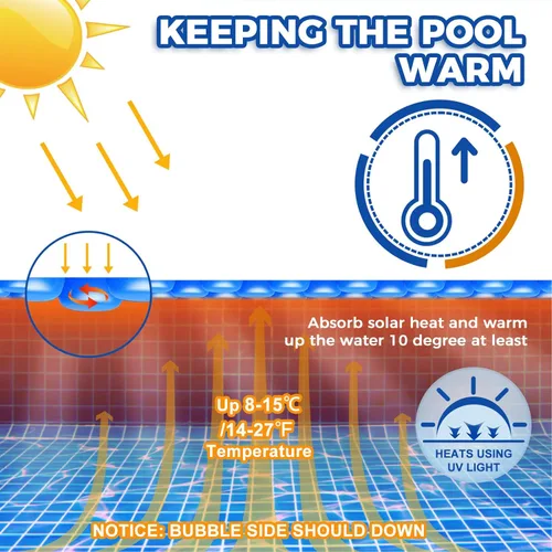Vista 4 de Cubierta solar de piscina de 6 pies de diámetro, manta solar redonda para piscinas sobre el suelo, bañera de hidromasaje, spa, protector de piscina