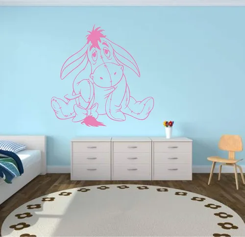 Vista 7 de Custom Vinyl Decor Eeyore Wall Decal For the Playroom, Classroom, Library, Bedroom, or Nursery Small and Large Sizes Black, White, Yellow