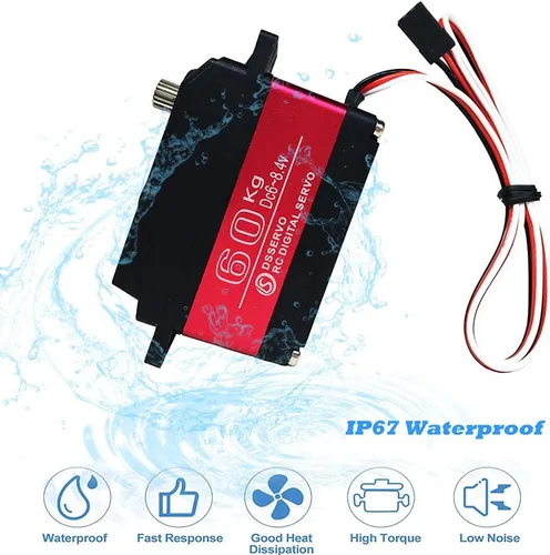 Vista 2 de 132.3 lbs Digital Servo 8.4V Engranaje De Acero Inoxidable De Alto Voltaje Gran Torque De Alta Velocidad Impermeable 1/5 Baja Servos - 180 Grados