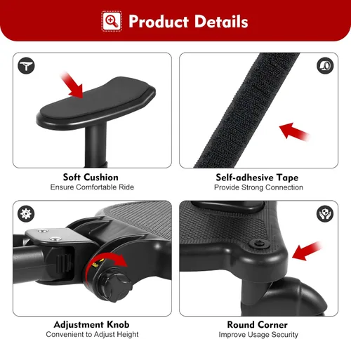 Vista 8 de Tabla universal para cochecito de bebé con asiento desmontable, 2 en 1 para sentarse y estar de pie para la mayoría de los cochecitos, soporta niños