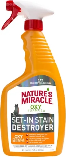 Nature's Miracle Removedor de manchas y olor solo para gatos con Oxy, 710 ml