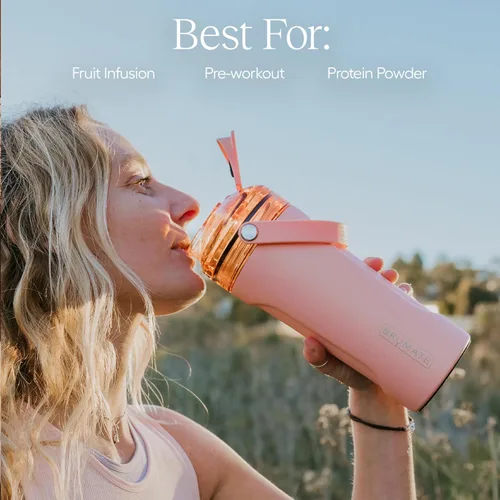 Vista 4 de BrüMate MultiShaker - Botella mezcladora de acero inoxidable 100% a prueba de fugas, botella agitadora de proteínas y botella para antes