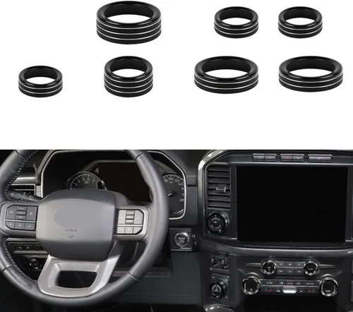 Keptrim para Ford F150 2021 2022 2023 2024 2025 Perilla para Interruptor de Aire Acondicionado y Remolque y 4WD y VOL y Botón de Faro, Aluminio Negro