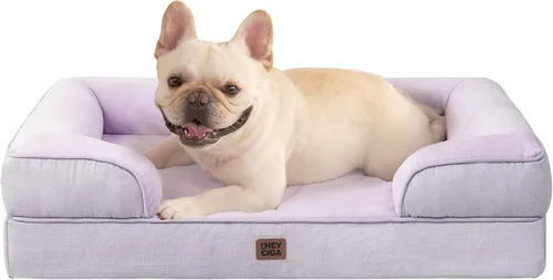 Vista 77 de EHEYCIGA – Cama ortopédica impermeable para perros pequeños, de espuma viscoelástica tipo caja de huevos, con bordes elevados y base antideslizante