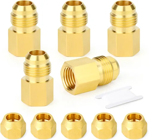 Vista 24 de GASHER 5 piezas de accesorios de tubo de cobre con conexión abocinadas de 45 grados, tuerca de 1,27 cm para aire acondicionado, extensión de cobre