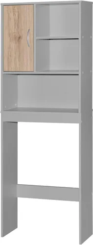 Vista 4 de Better Home Products Ace - Organizador de almacenamiento sobre el inodoro en gris claro y roble natural