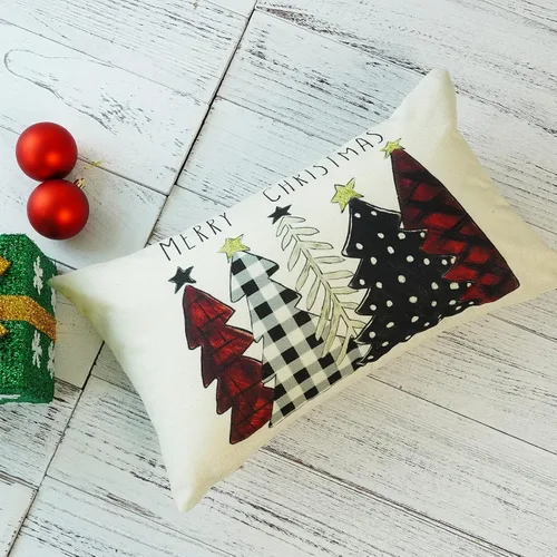 Vista 5 de ONWAY Juego de 2 fundas de almohada de Navidad de 16 x 16 pulgadas, fundas de almohada de Navidad de búfalo rojo a cuadros, color negro y verde Beige