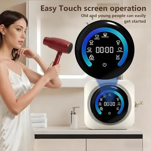 Vista 4 de Combo de mini lavadora y secadora portátil 2 en 1, lavadora compacta de carga frontal de 3.5 L, capacidad de 0.7 lbs, ideal para dormitorios, viajes