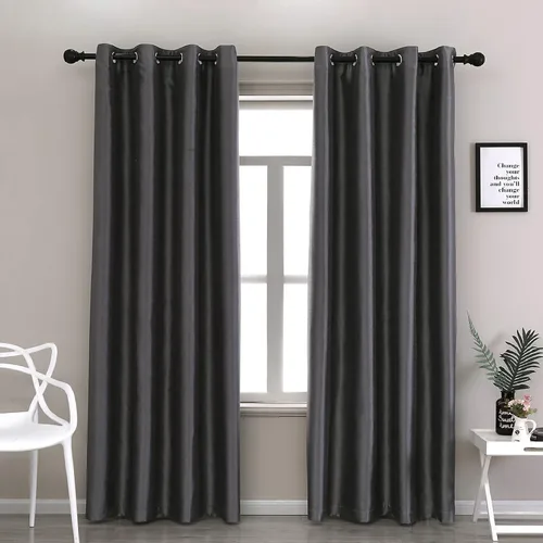 Vista 37 de GYROHOME Cortinas opacas de seda sintética con forro negro, cortinas sólidas para tratamiento de ventanas para dormitorio, sala de estar