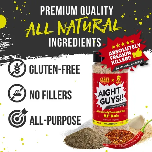 Vista 4 de Lane's Bama Grill Master - Condimentos y masajes para barbacoa de cerdo, multiusos AbsolutelyFreakinKiller Savory Spicy BBQ Rub Seasoning, fabricado