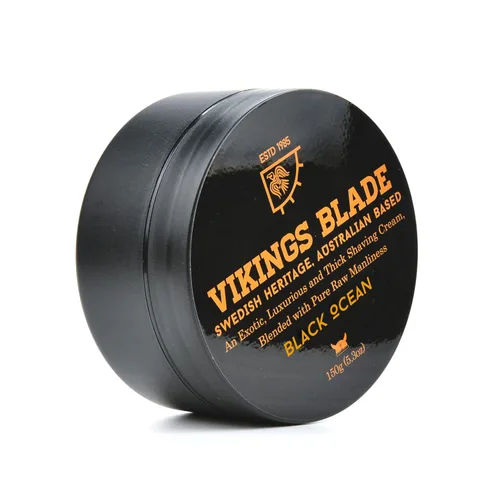 Vista 2 de VIKINGS BLADE Crema de afeitar de lujo, aroma de océano negro, suave como la seda, base tensioactiva. Crema de afeitar refrescante, limpia, cerrada