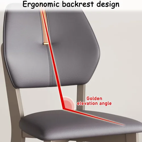 Vista 4 de YVYKFZD Solid Wood Dining Chairs Set, Leather Dining Room Chair, Armless Kitchen Chairs with Back, Upholstered Living Room Chair, for Bedroom Dark