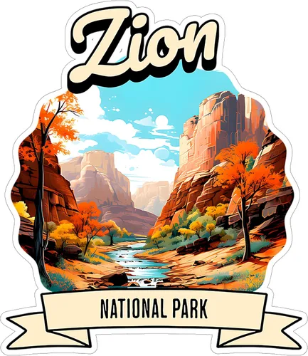 Zion - Adhesivo de recuerdo de viaje de 4 pulgadas, calcomanía de vinilo impermeable para laptop, botella de agua, vaso de automóvil, calcomanías