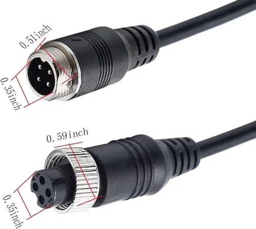 Vista 2 de Cable de extensión de cámara de respaldo, cable de extensión de aviación de 4 pines, para cámara de visión trasera de CCTV, camión, remolque