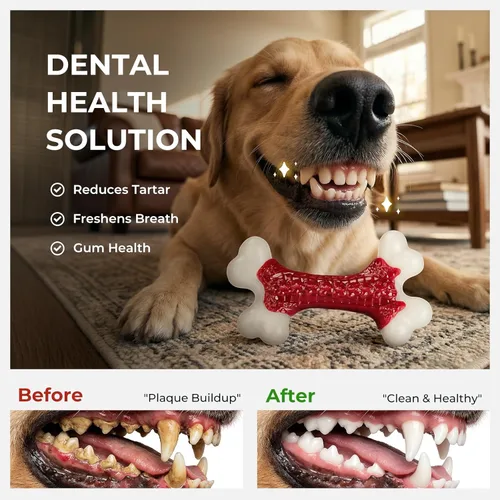 Vista 3 de Juguetes resistentes para perros, juguetes para masticadores agresivos de raza grande, perros masticables, juguete de hueso de nailon para perros