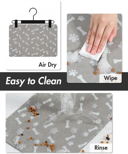 Vista 5 de MontVoo Tapete de Comida para Perros - Tapete de Alimentación de Mascotas para Alimentos y Agua - Sin Manchas de Secado Rápido Tapete para Tazón