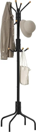 SONGMICS Perchero Independiente, Perchero de Metal con 12 Ganchos y 4 Patas, Soporte para Ropa, Sombreros y Bolsos, para Entrada, Sala de Estar,