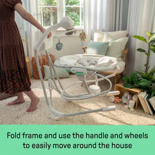 Vista 9 de Ingenuity InLighten 2 en 1 Columpio y Mecedora Relajante para Bebé - Asiento Infantil Giratorio con Vibración, Sonidos Relajantes, Luces - Remy