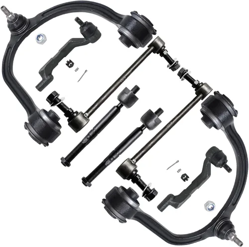 Vista 316 de Detroit Axle - Kit de ocho piezas - brazos de control de suspensión inferior delantero y trasero con juntas de bolas, extremos de barras