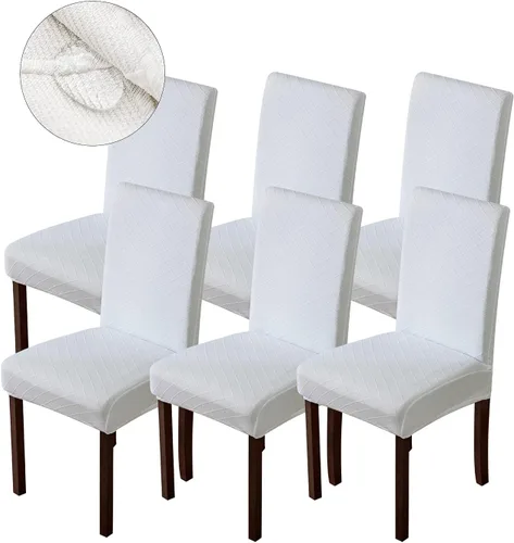 Vista 24 de Genina Fundas impermeables para sillas de comedor, fundas para sillas Parsons de cocina, fundas para sillas Parsons (beige, 2 piezas)