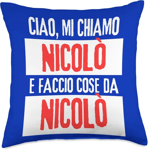 Nicolò Idea Regalo Personalizzata con Nome Ciao Sono Faccio Cose Da Nicolò Personalizzato Throw Pillow, 18x18, Multicolor