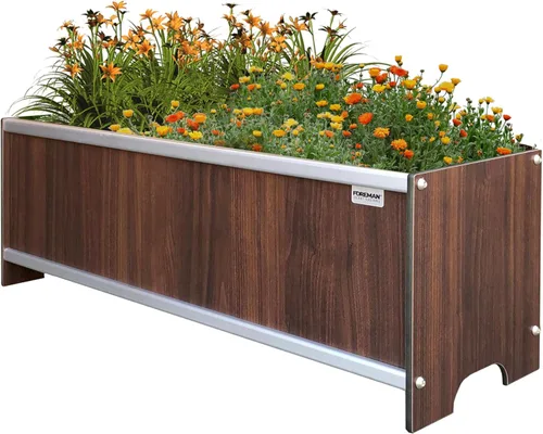 Vista 12 de Foreman Cama de jardín elevada (36 x 12 x 14 pulgadas) resistente a la intemperie, maceta para exteriores con drenaje para camas de verduras