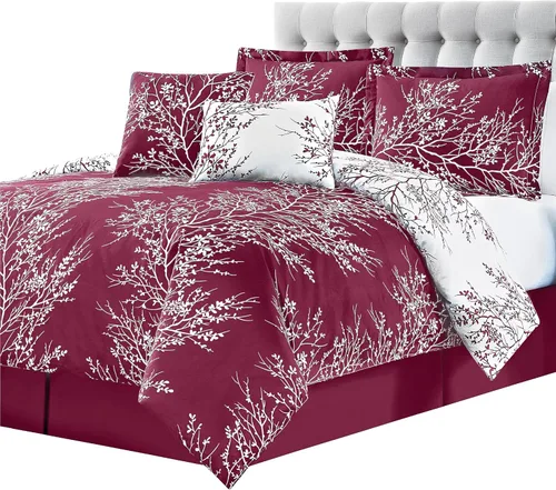 Spirit Linen - Juego de ropa de cama tamaño Queen en una bolsa, juego de 6 piezas de ropa de cama reversible extragrande con fundas a juego y falda
